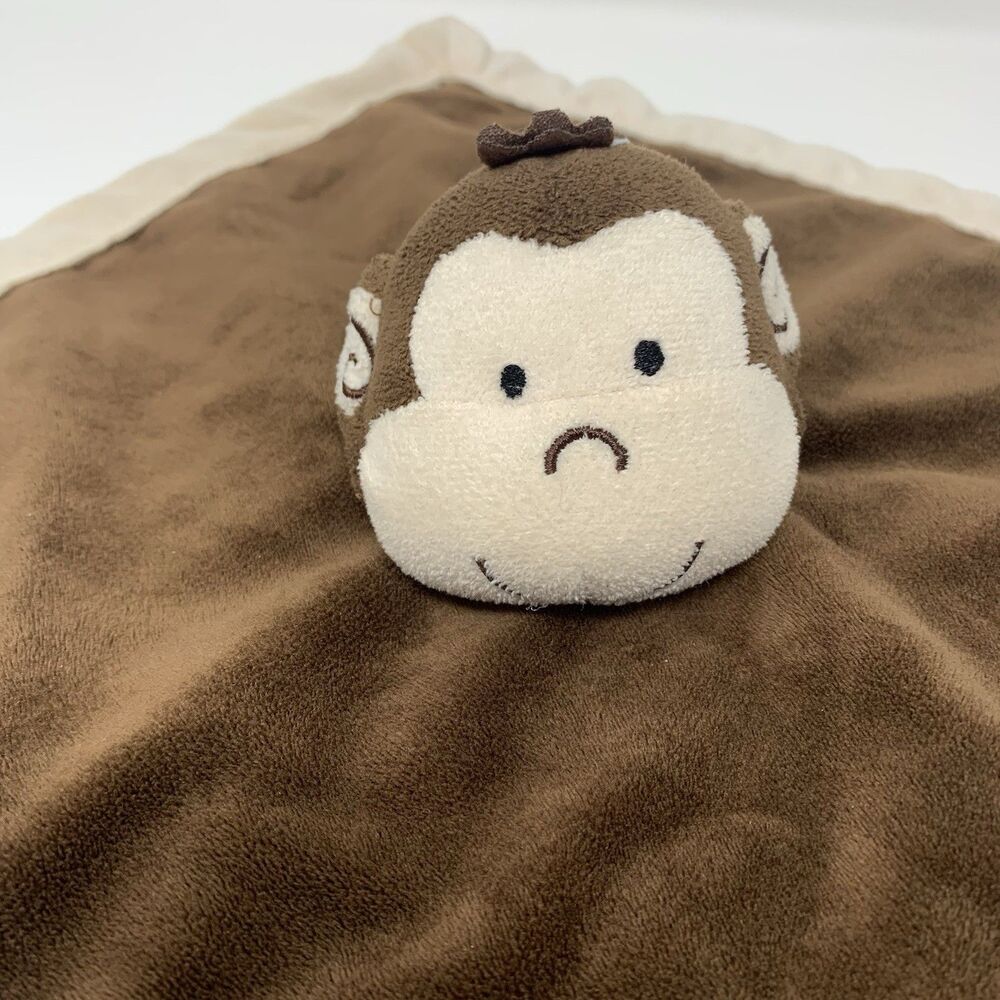 Tiddliwinks Blanket Monkey Head Brown Lovey Security Velour